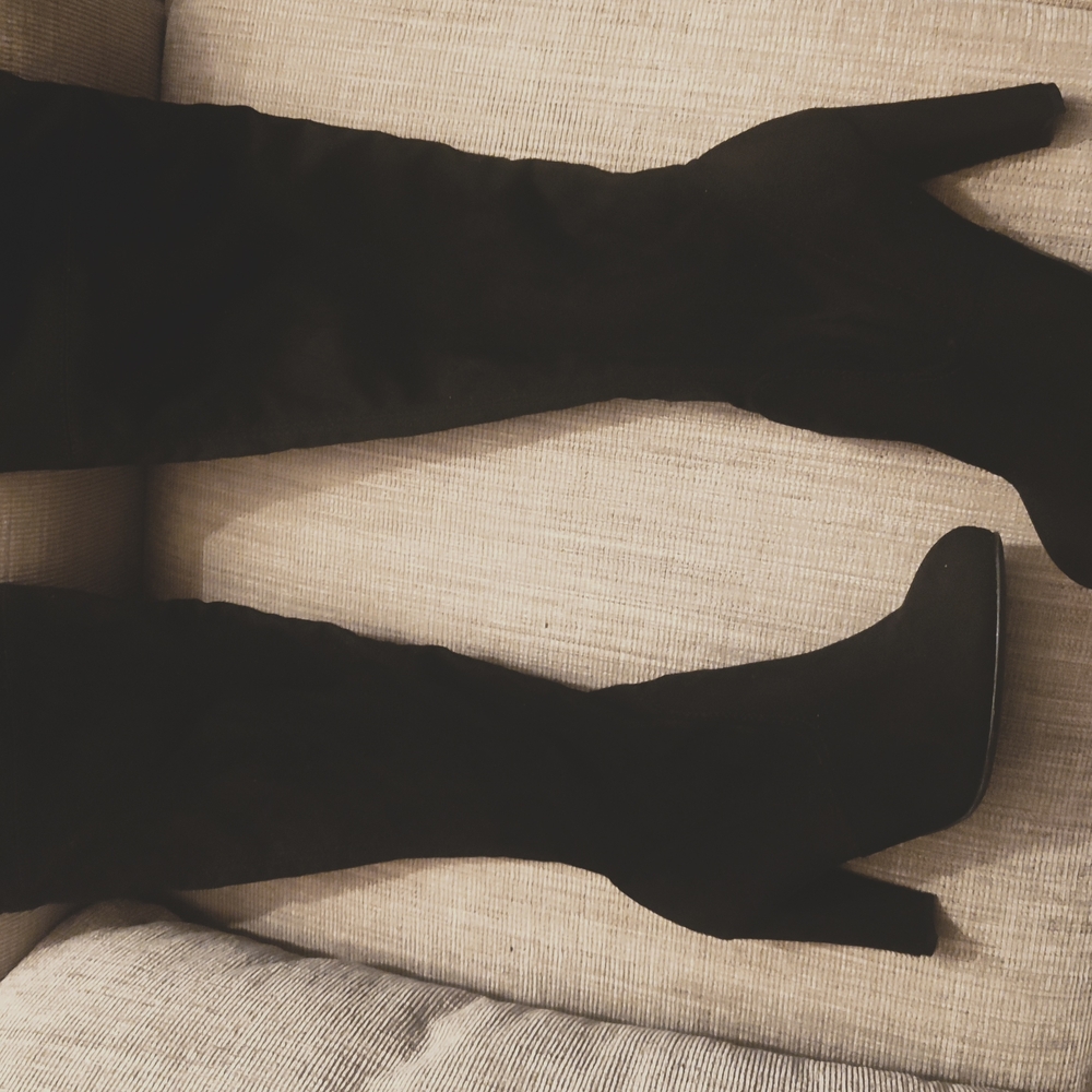 Fashion Nova Black Over-the-Knee Boots with High Block Heel - Picture 10 of 10